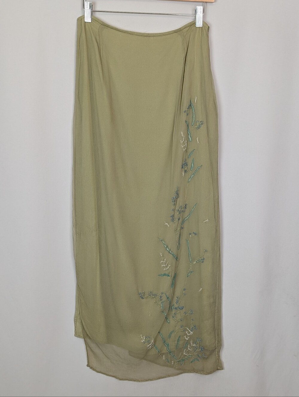Vintage Free People Sage Embroidered Maxi Skirt